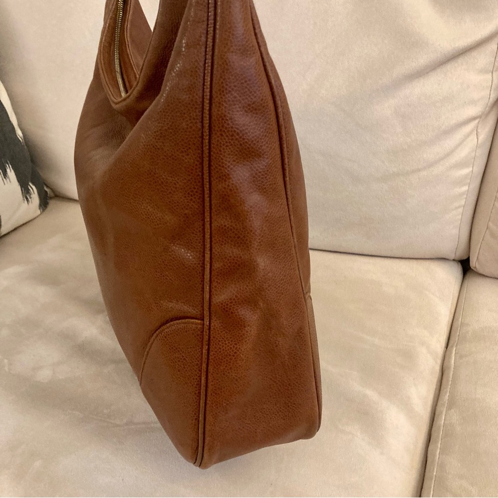 Authentic CHANEL Caviar Hobo Shoulder Bag - Cognac Brown - Picture 8 of 16